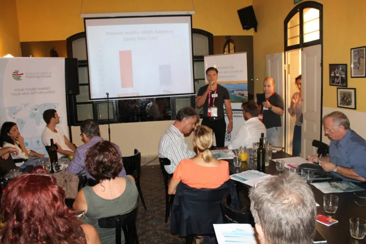 a man is talking about his presentation to his audience